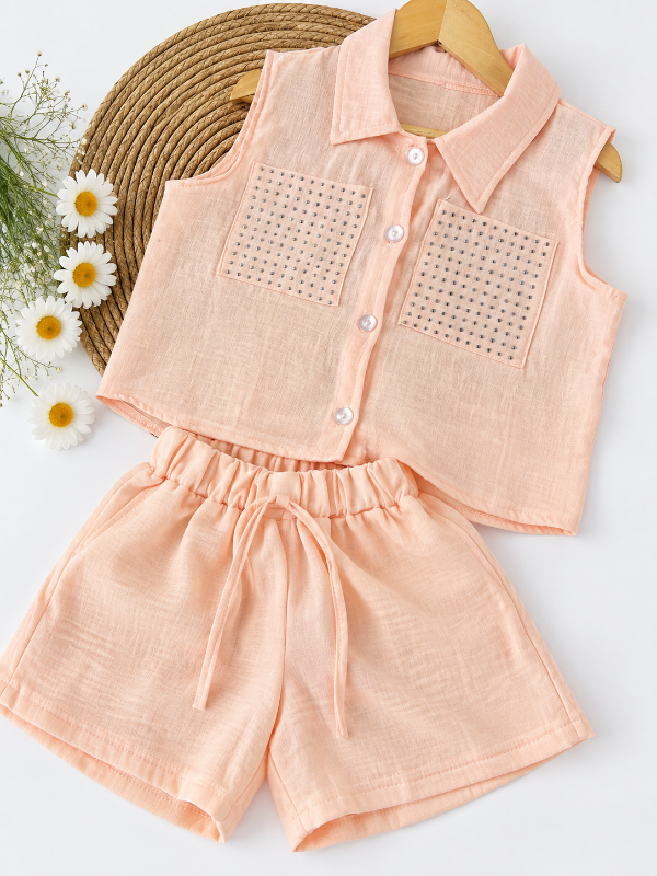 Producto - CONJUNTO GIANNA SALMÓN (CAMISA + SHORT)