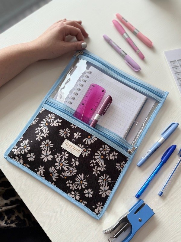 Producto - Folio A4 - florcitas celestes