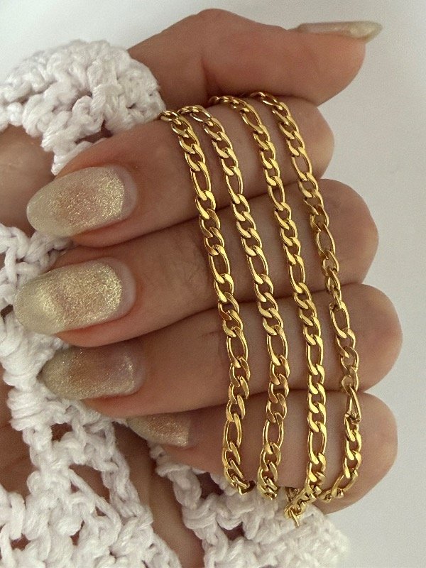 Producto - CD170 Cadena plana eslabón 3x1 largo 70 cm acero dorado