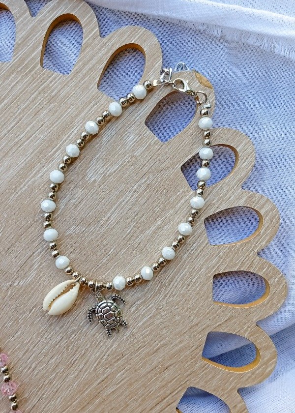 Producto - Tobillera cristales blanca