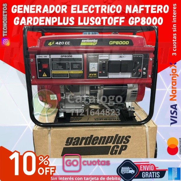 Producto - GENERADOR ELECTRICO NAFTERO GARDENPLUS GP8000