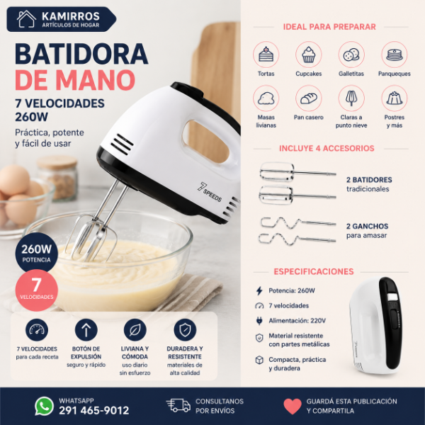 Producto - Batidora de Mano HE133 260W 7 Velocidades