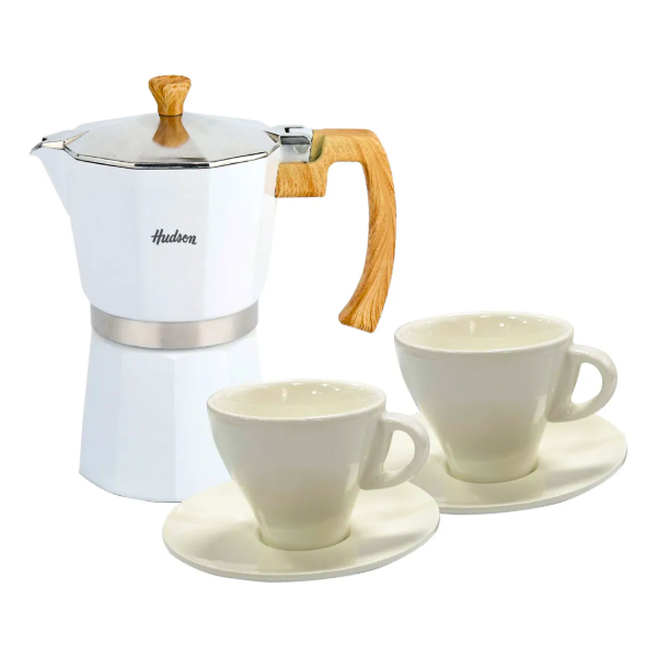 Producto - SET CAFETERA ITALIANA BLANCA