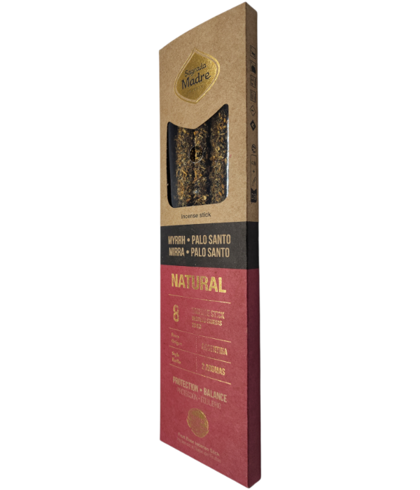 Producto - SAHUMERIOS SAGRADA MADRE NATURAL COMBINADO - 8 VARILLAS - MIRRA Y PALO SANTO