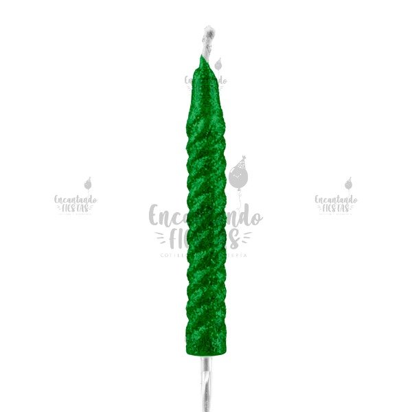 Producto - Vela Torneada Gibré Verde Cumple