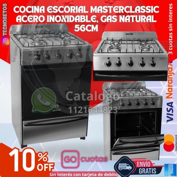 Producto - COCINA ESCORIAL MASTERCLASSIC ACERO INOXIDABLE, GAS NATURAL 56CM