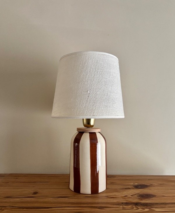 Producto - Lámpara Tambor Rayas marrón rojizo Grande- A PEDIDO