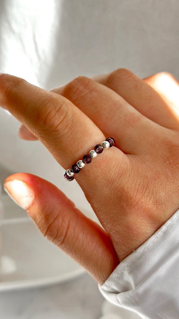Producto - ANILLO BOLITAS CRISTALES UVA (elastizado)
