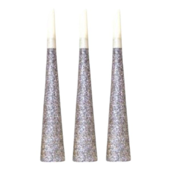 Producto - CORNETA DE PAPEL PLATEADA GLITTER  Bolsa x 6 unid grandes