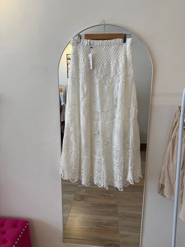 Producto - Falda Irene-  larga crochet en blanco