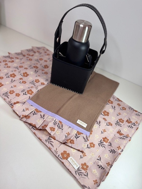 Producto - Mantel Matero + Repasador - Flor terracota