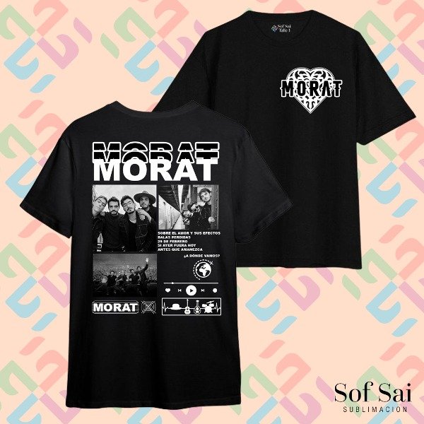Remera morat blanco y negro