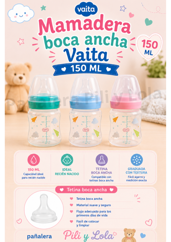 Producto - Mamadera Vaita Boca Ancha 150ml - Consultar Modelo Disponib -