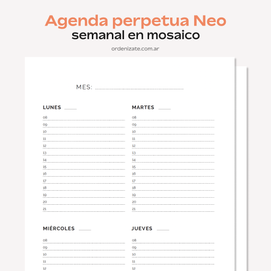 Producto - AGENDA PERPETUA NEO (semanal en mosaico)