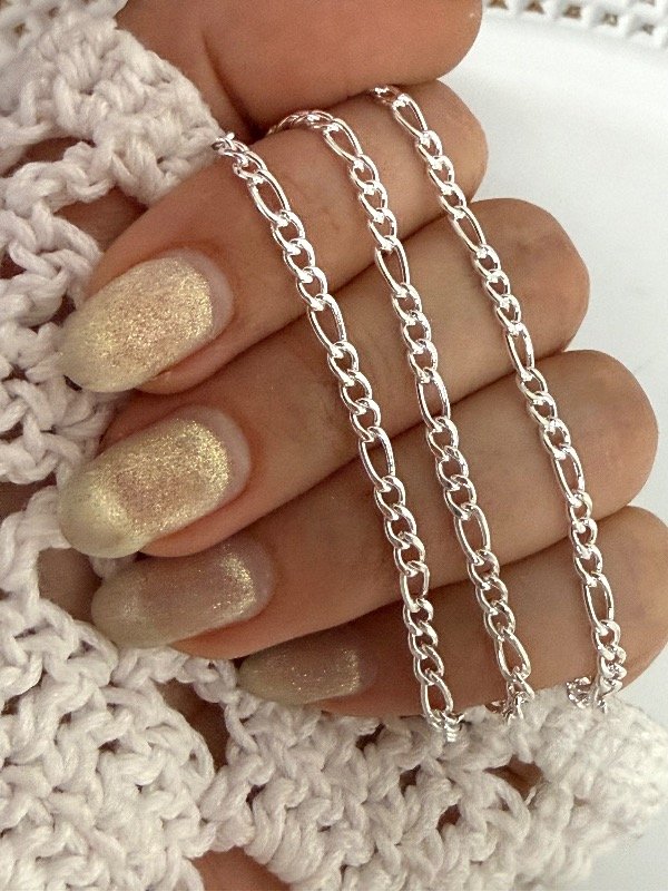 Producto - CB607 Cadena plana eslabón 3x1 /3 medidas de largo acero blanco