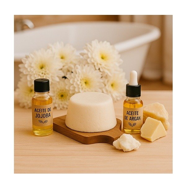 Producto - Shampoo solido cabellos seco  jojoba y Argán, y mantecas de cacao y Karité