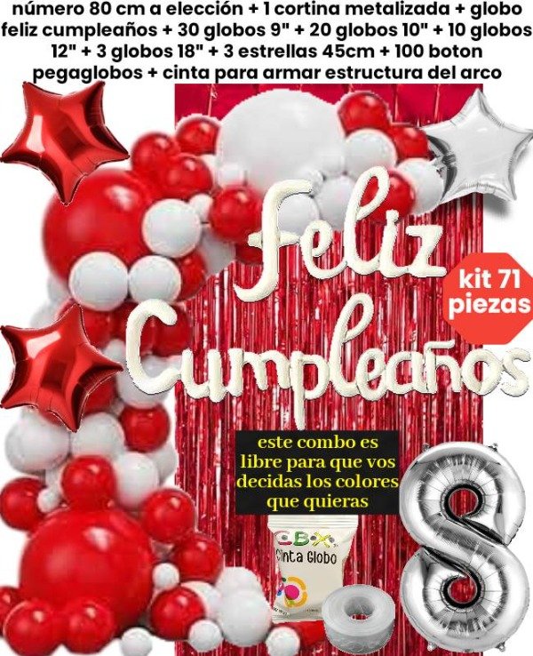 Producto - Kit 71 piezas rojo y blanco