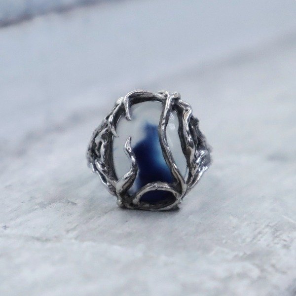 Producto - Anillo Pluvia Ágata Azul