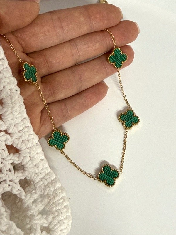 Producto - CD155 Collar van cleef verde acero dorado