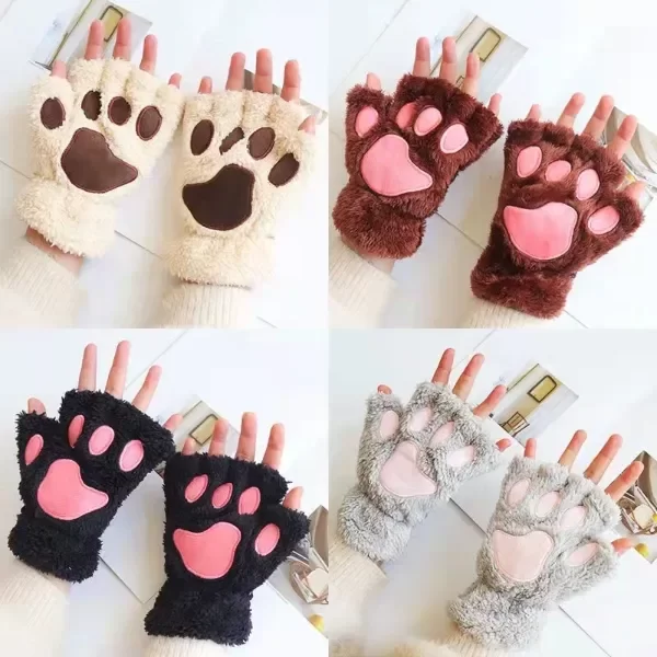 Producto - Guantes de gatito huella sin dedos peluche
