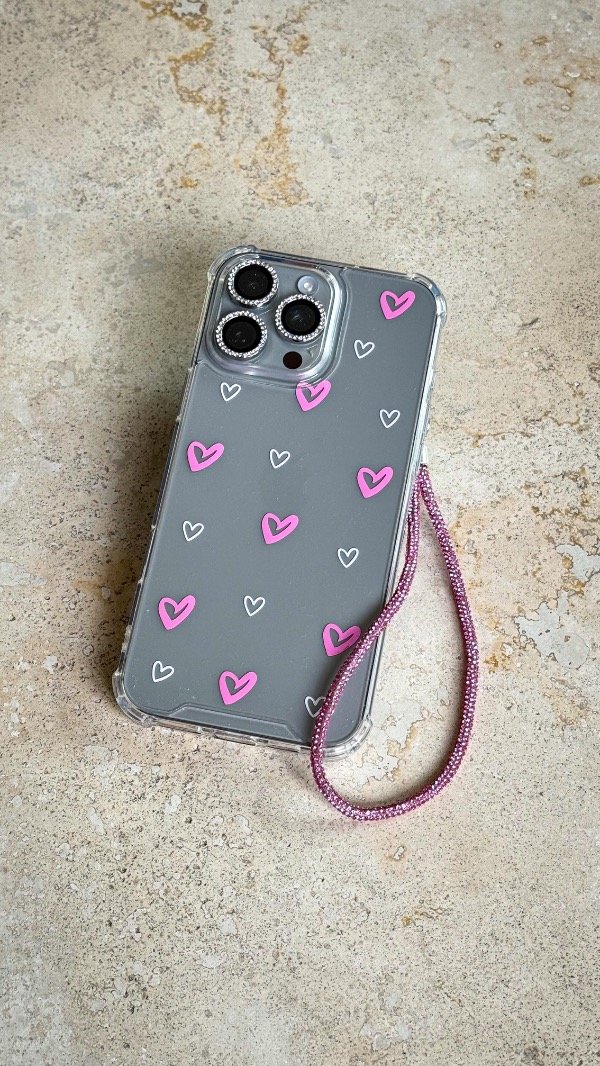 Producto - Case corazones blancos y rosas (sin colgante)
