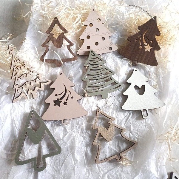 Producto - Set adornos pinos navideños x 5