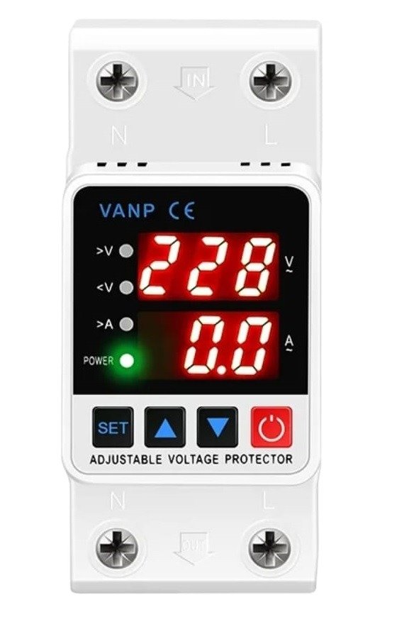 Producto - Protector Tensión Monofásico 63a Voltaje Ajustable Riel Din.