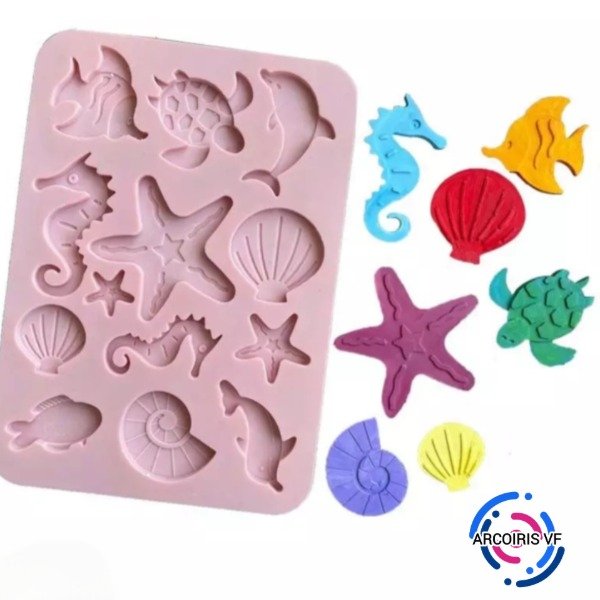 Producto - Molde 13 animales de mar plano