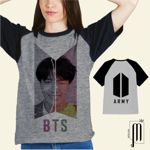 Remera gris unisex BTS Hoseok J-hope doble estampa