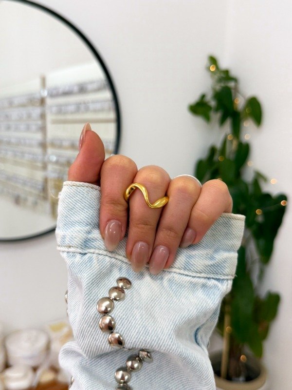 Producto - Anillo acero dorado irregular talle 7