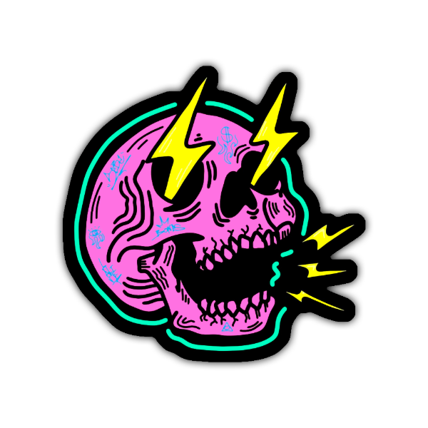 Producto - Sticker Fondo Con Color Diseño 7 Craneo