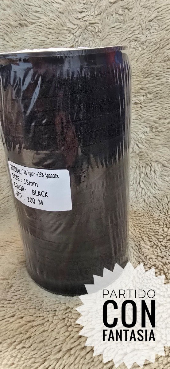Producto - Partido con pompón NEGRO rollo 100 m