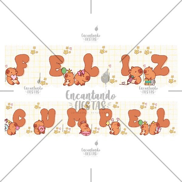 Producto - Banderin Capibara Feliz cumple Carpincho Guirnalda