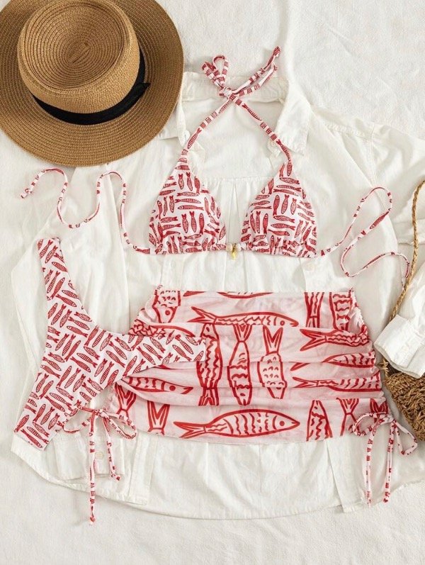 Producto - Bikini Ocean set x 3 blanco y rojo - 2