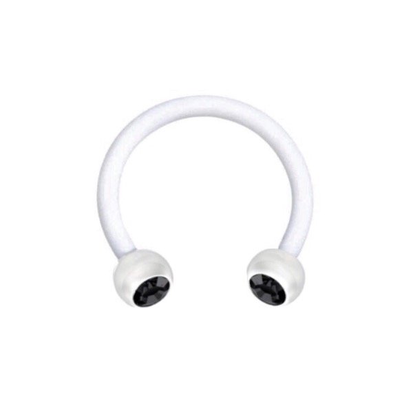 Producto - Circular Barbell Blanco Strass Negro