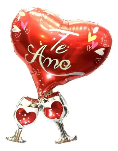 Producto - Globo corazón con copas enamorados 69 cm