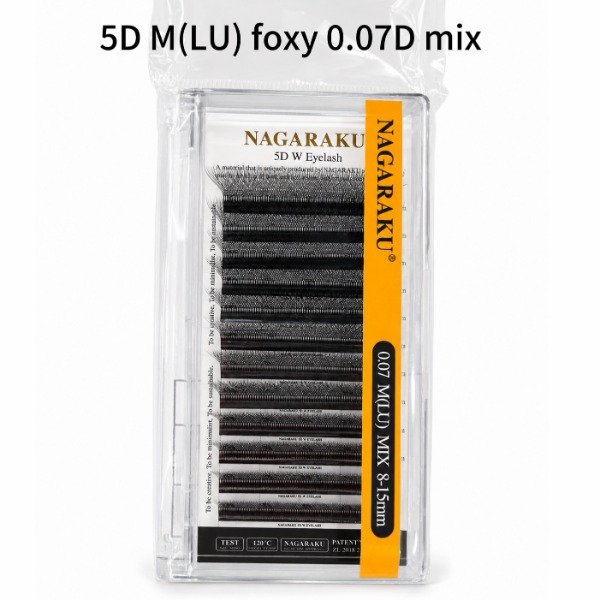 Producto - Pestañas Nagaraku tecnológicas 5D MIX(8-15) curva M(LU) 0.07D foxy