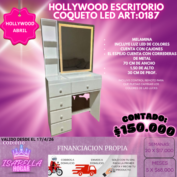 Producto - HOLLYWOOD ESCRITORIO COQUETO LED