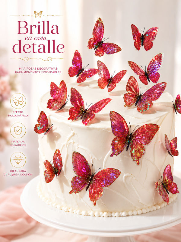 Producto - Set de 10 mariposas rojo cristal (NO COMESTIBLES)