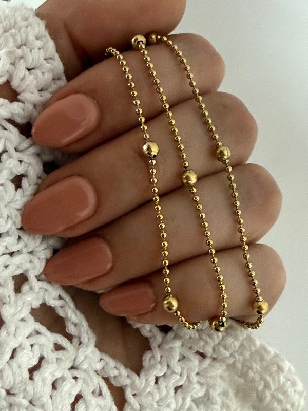 Producto - CD182 Cadena mini bolitas acero dorado