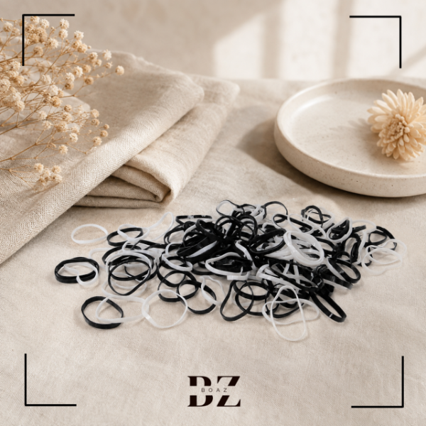 Producto - GOMITAS TER.TRENZA CARTERITA CORAZON COL. BL Y NEGRO - 2143-2 - 2