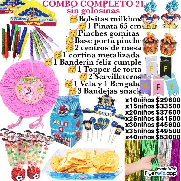 Producto - Combo completo 21 personalizado sin golosinas