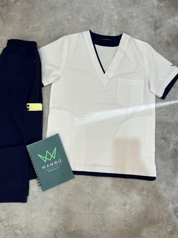 Producto - OLIVO SPANDEX (Blanco Pantalón Azul)