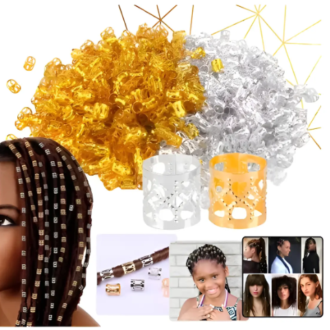 Producto - Anillos Cuffs Adornos Para Trenzas Rastas Plateado Dorado 8008