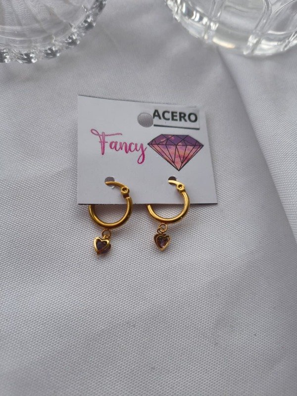 Producto - Argollitas corazon mini lila ad