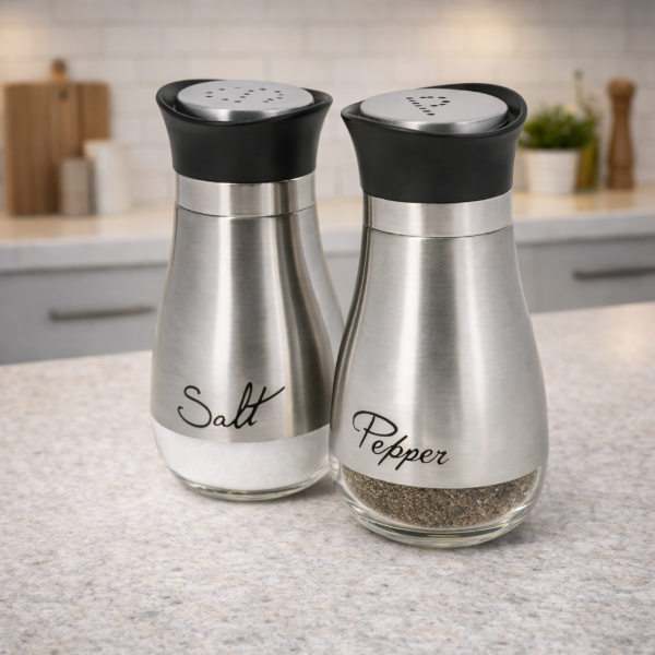 Producto - Set Salero y Pimentero de Vidrio con Tapa Dosificadora