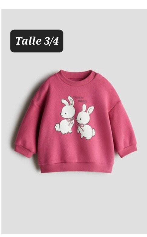 Buzo con friza HyM talle 3/4 conejo magenta