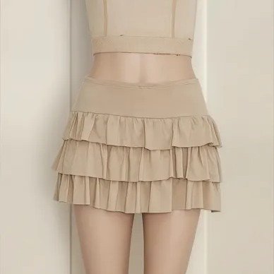 Producto - Falda con Short Soft Volados Beige - T.U