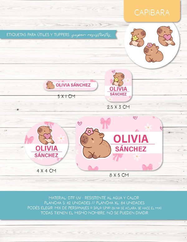 Producto - Etiquetas para ÚTILES y TUPPERS - 02.Capibara