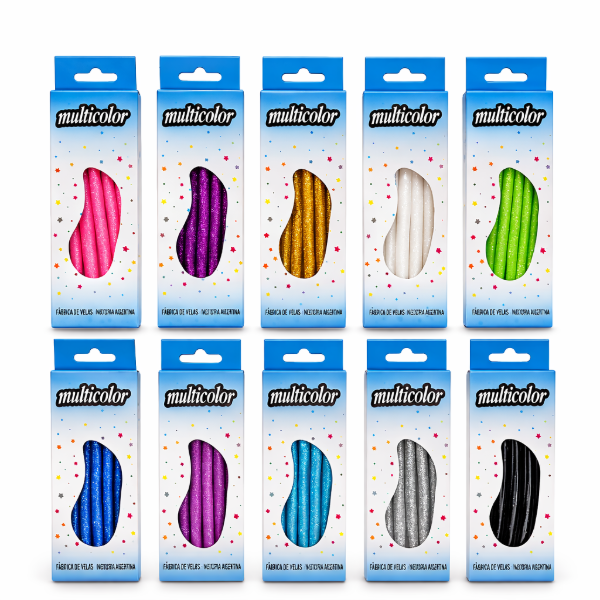 Producto - Velas Americanas Finitas con Glitter x15 U